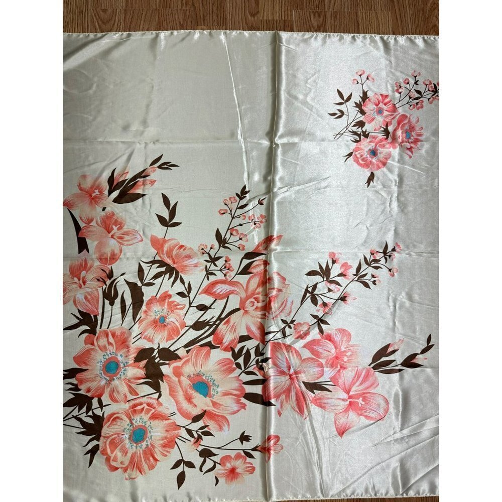 Colorful Floral‎ Beige Blush Brown Printed Fashion Scarve Long Shawl - Picture 8 of 14